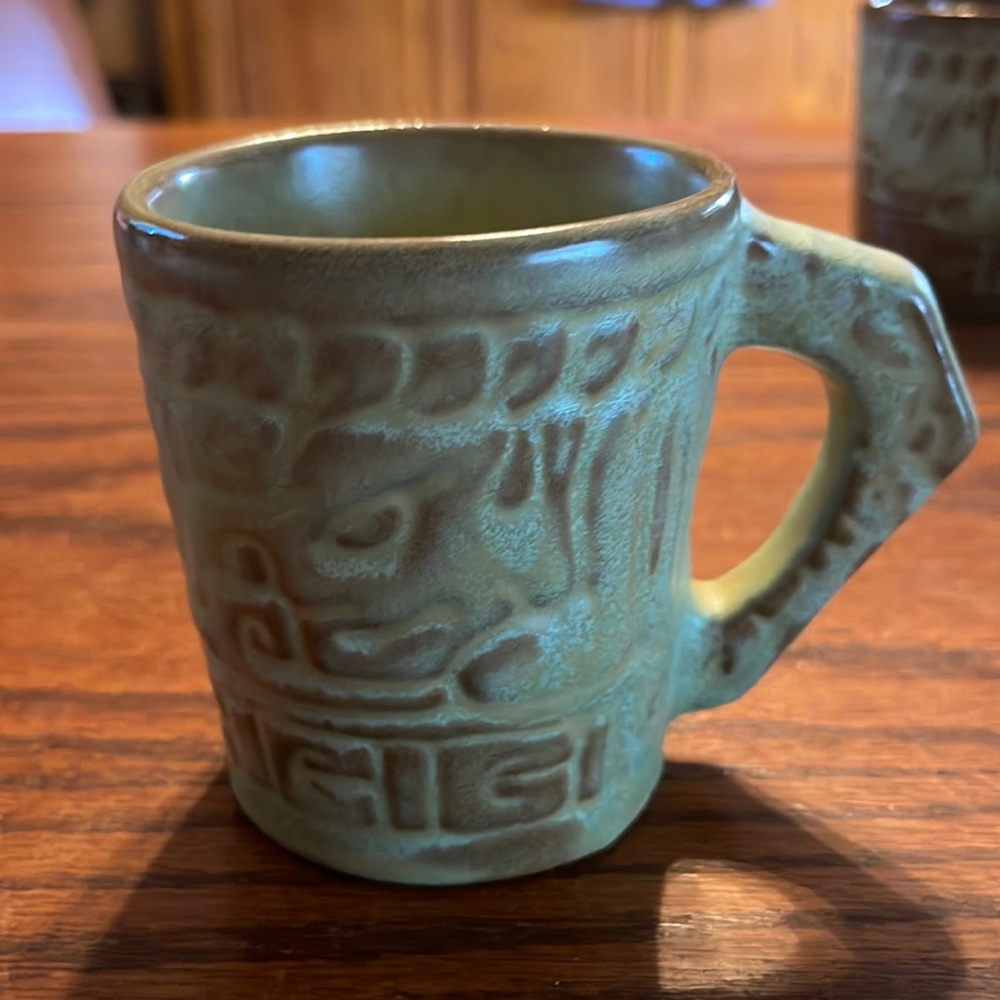 Frankoma 7CL Pottery Coffee Mug Aztec Mayan